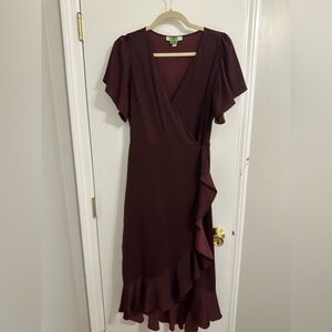 Chelsea28 Burgundy Asymmetrical Dress